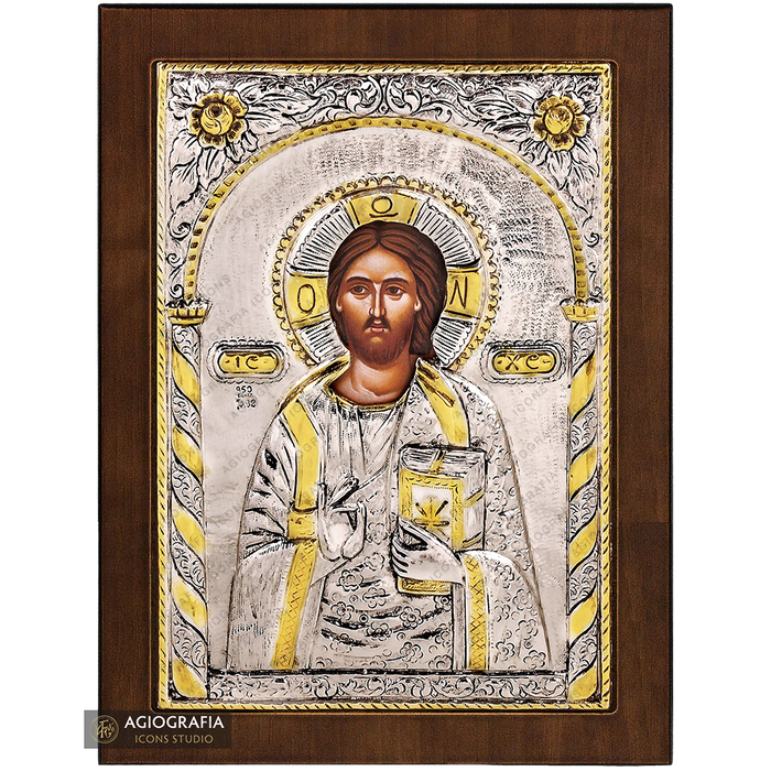 Jesus Christus christlich-orthodoxe versilberte Ikone