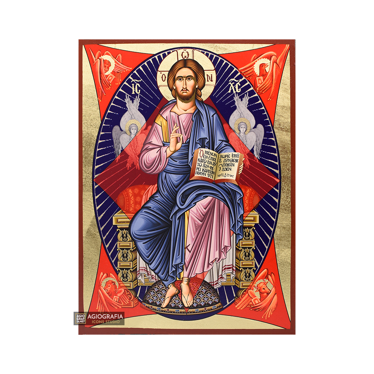 Jesus Christ Star Christian Byzantine Icon with Matte Gold Leaves