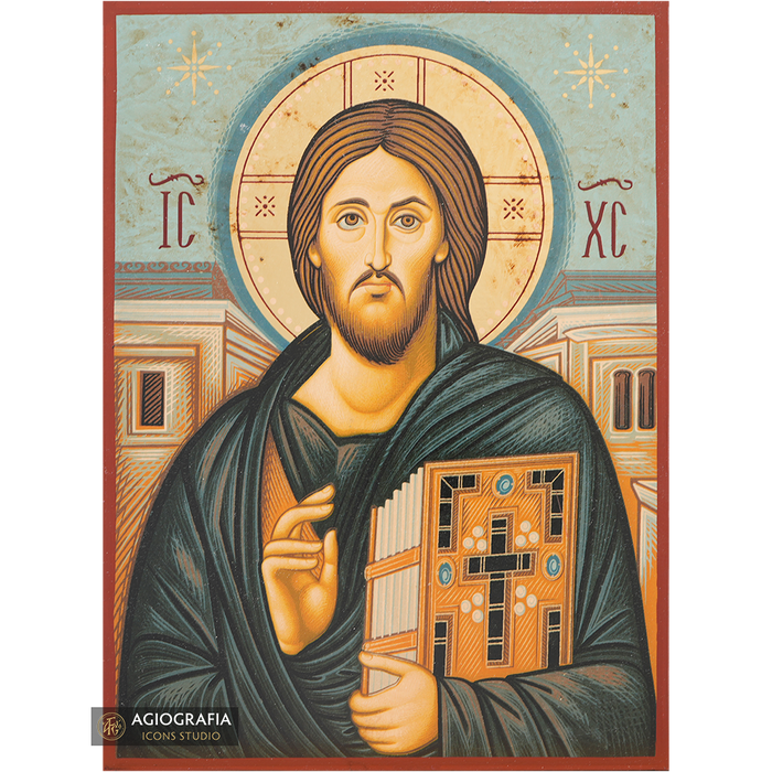 Jesus Christus vom Sinai Golddruck-Ikone mit gealterter Goldfolie