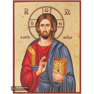 Jesus Christ Pantokrator Gold Print Icon with Aged Gold Foil