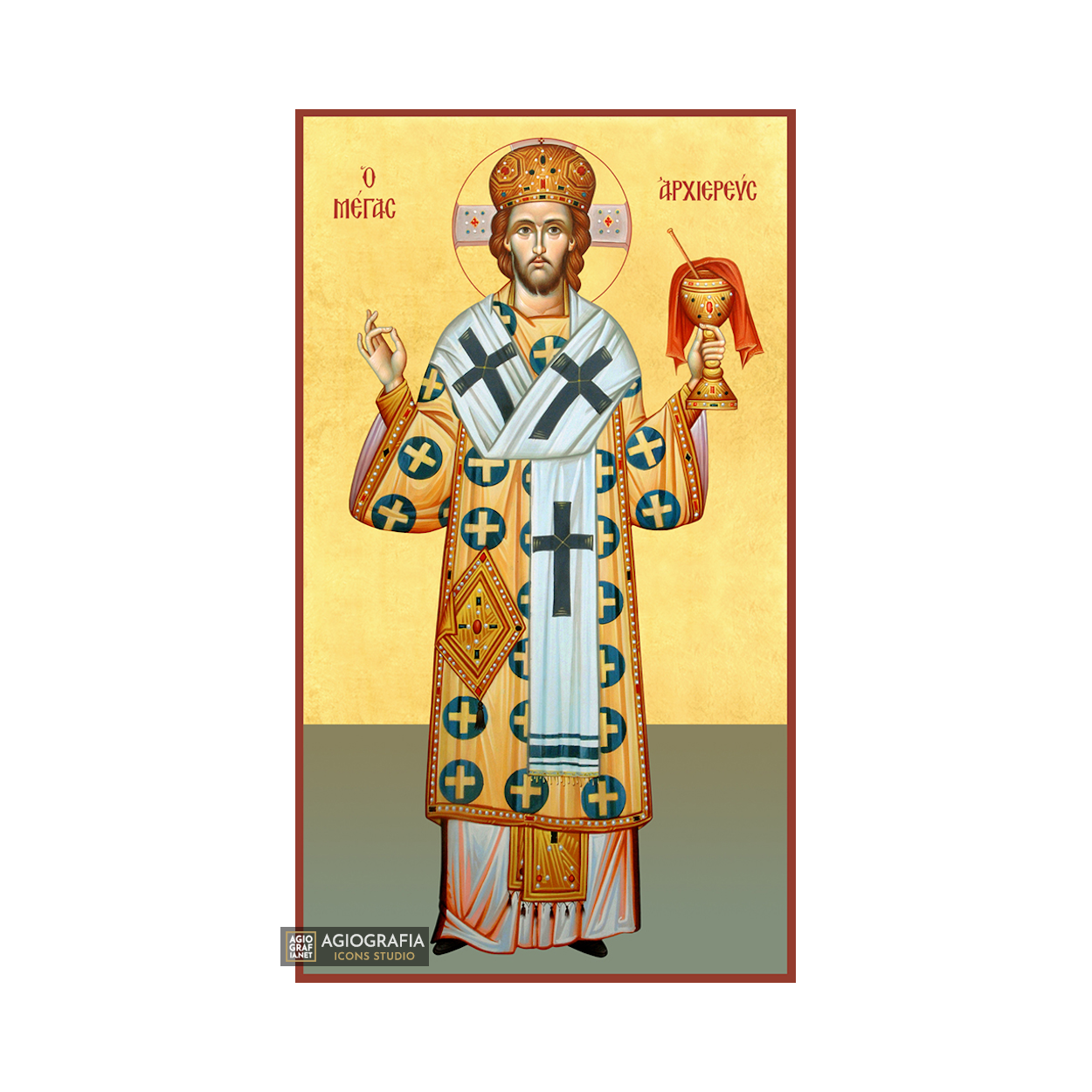 22k Jesus Christ Great Archbishop - Gold Leaf Christian Orthodox Icon