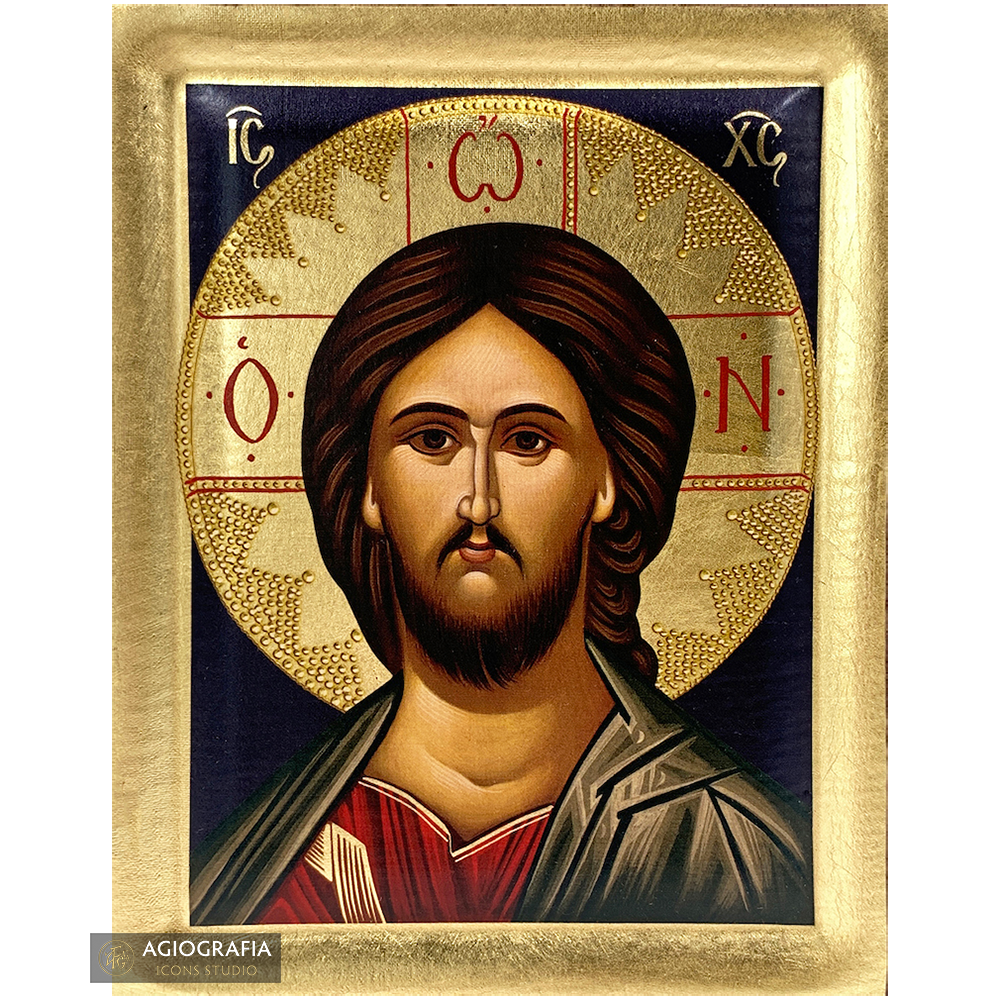 Jesus Christ Christian Greek Orthodox Icon with Gold Leaf – Agiografia ...