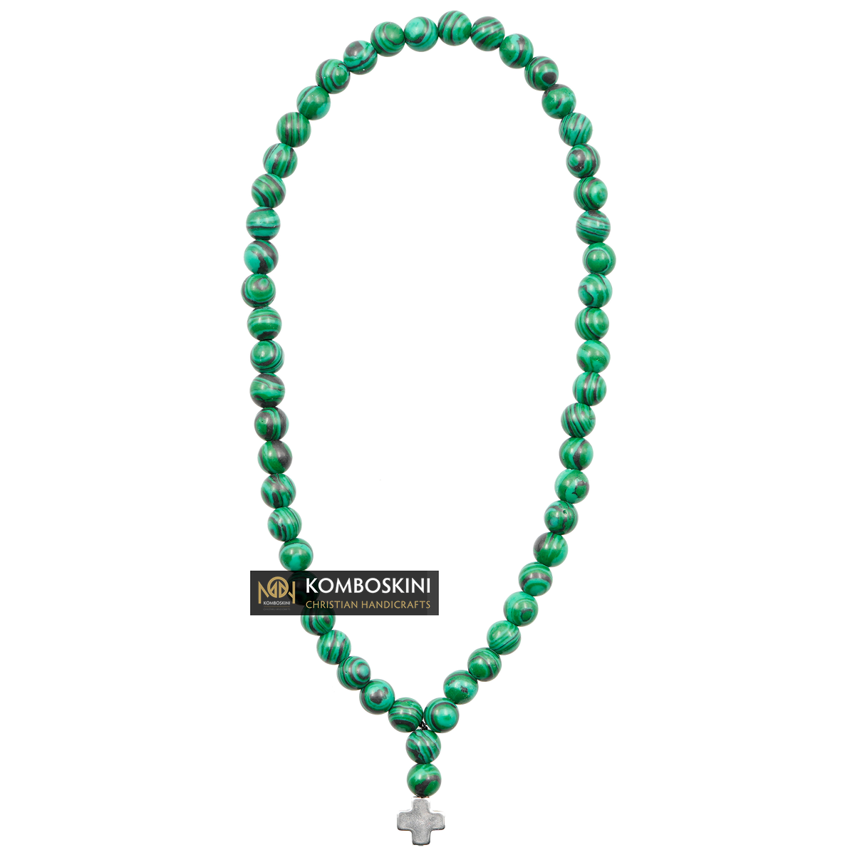 Cuerda de oración de malaquita (piedras semipreciosas) con 33 nudos