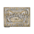 Mystical Supper Pure Silver and 24k Gold Plated Orthodox Icon on Wood