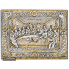 Mystical Supper Pure Silver and 24k Gold Plated Orthodox Icon on Wood