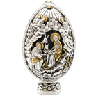Jesus Christ's Nativity and Baptism Pure Silver and 24k Gold Plated Egg