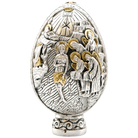 Jesus Christ's Nativity and Baptism Pure Silver and 24k Gold Plated Egg