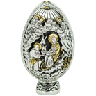 Jesus Christ's Nativity and Baptism Pure Silver and 24k Gold Plated Egg
