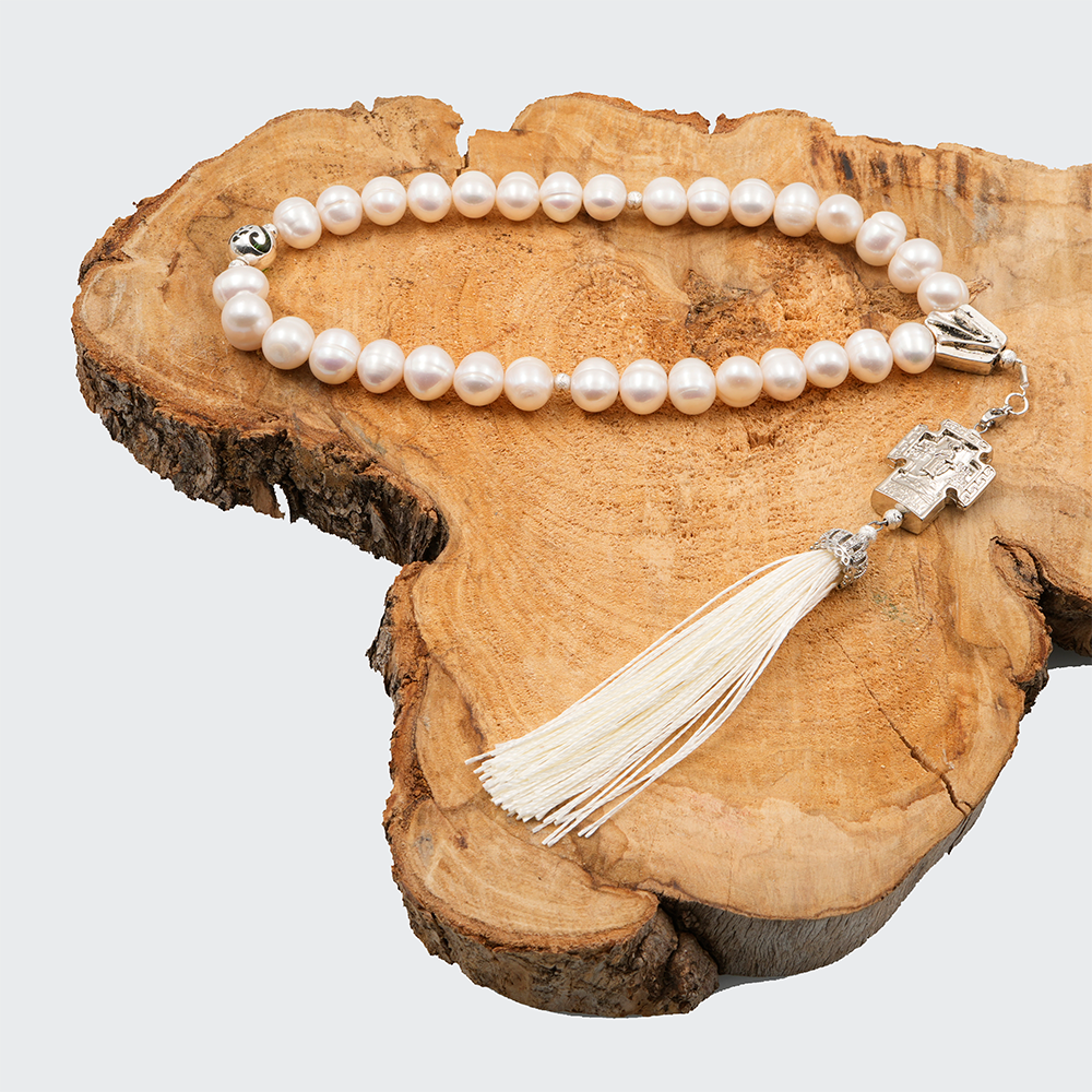 Pearls [Pink] 925 Sterling Silver Plated 33 beads Christian Decorative Rosary