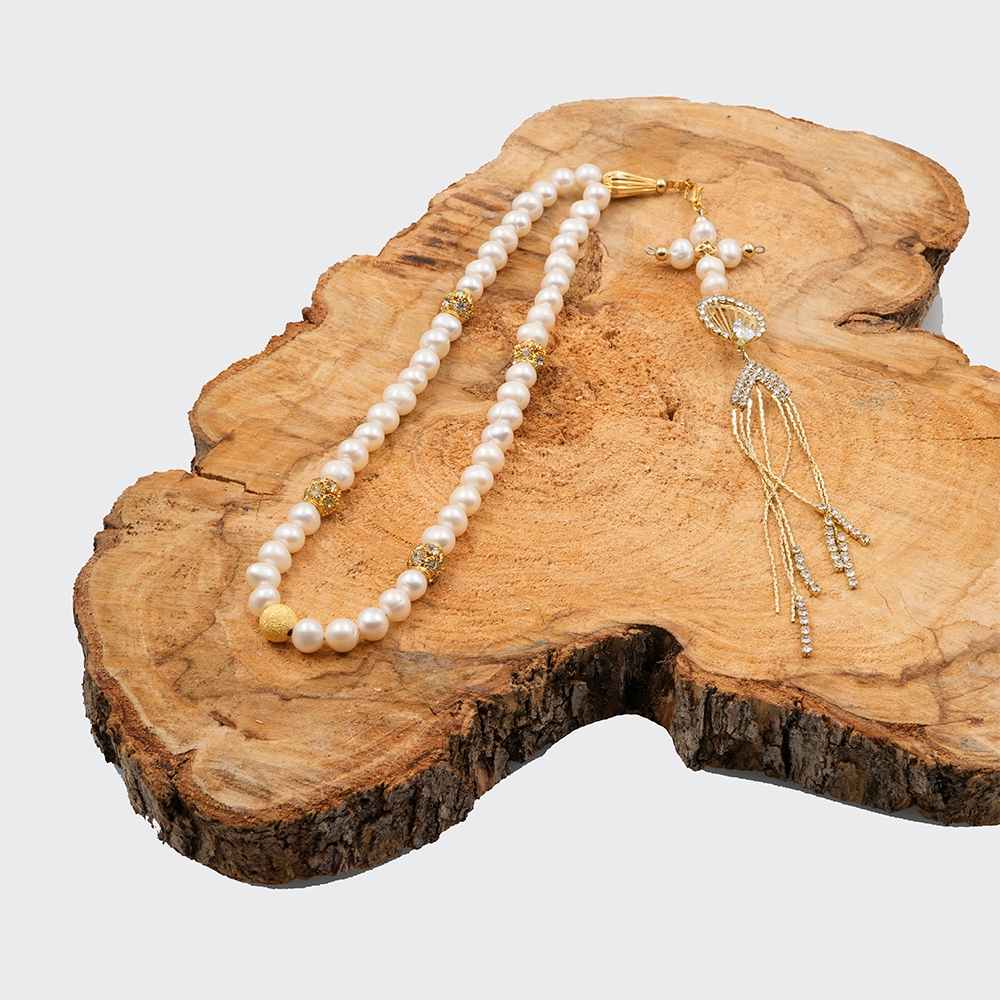 Orthodox Prayer Rope White Smoke Pearl – Gold Plated Tassel