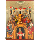 Pentecost Gold Print Orthodox Icon with Aged Gold Foil