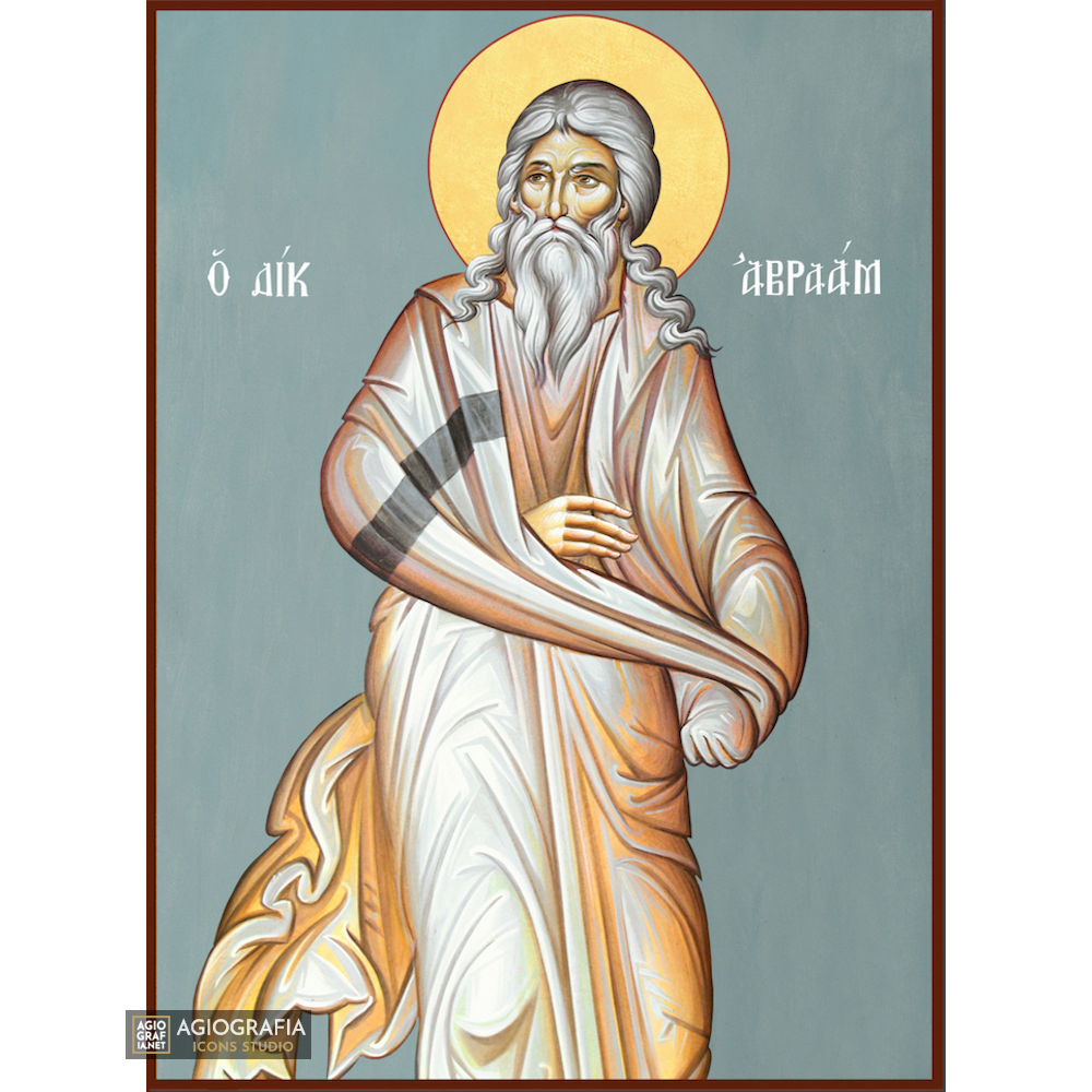 Prophet Abraham Christian Byzantine Icon with Blue Background