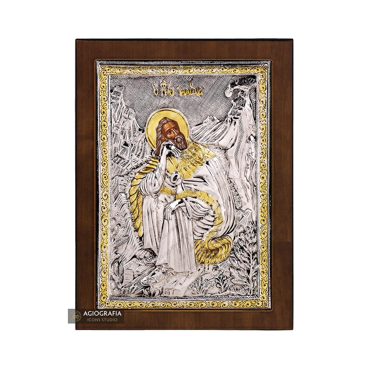 Prophet Elijah (Elias) Christian Orthodox Silver Plated Icon