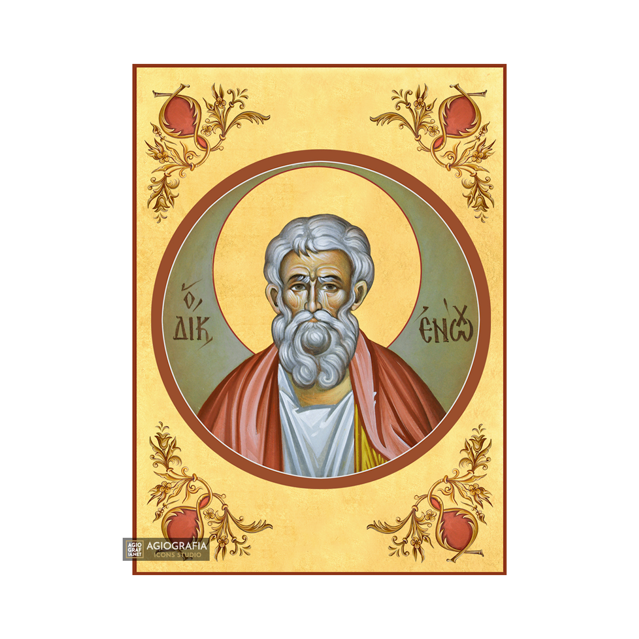 22k Prophet Enoch - Gold Leaf Background Christian Orthodox Icon