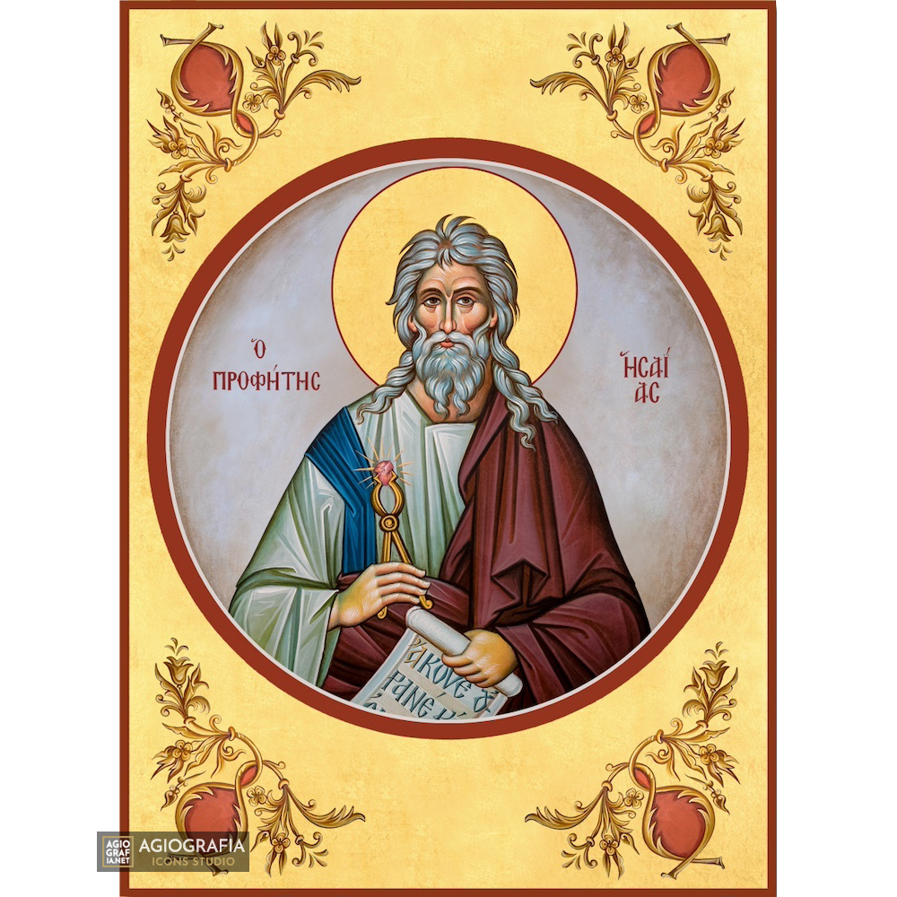22k Prophet Isaiah Gold Leaf Background Christian Orthodox Icon