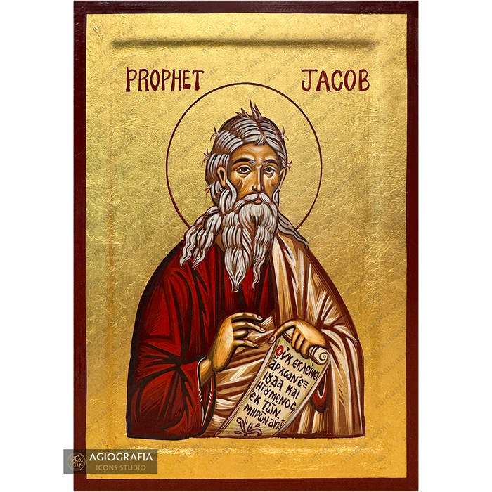 24k Prophet Jacob Handwritten Gold Leaves Orthodox Icon