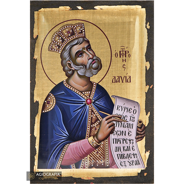 Prophet David christliche Ikone mit gealtertem Blattgold