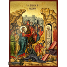 Raising of Lazarus Gold Print Orthodox Icon with Aged Gold Foil