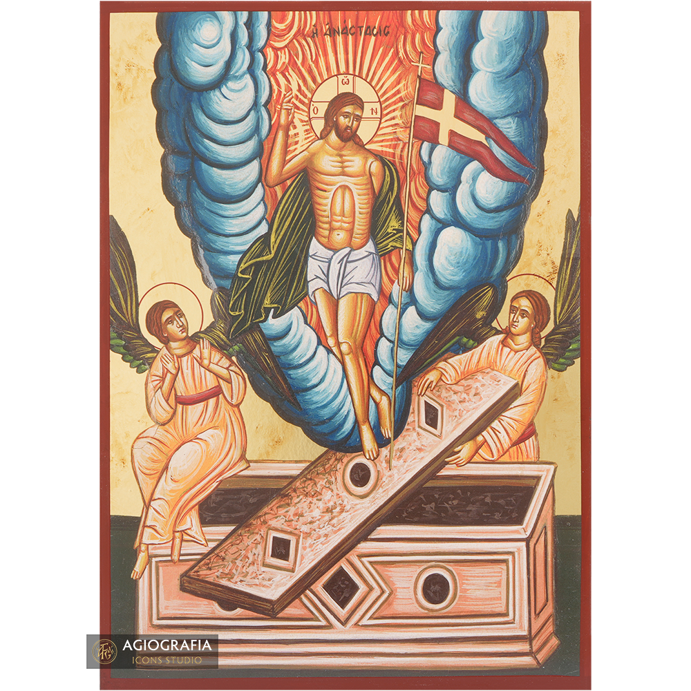 Resurrection of the Lord Gold Print Icon with Aged Gold Foil