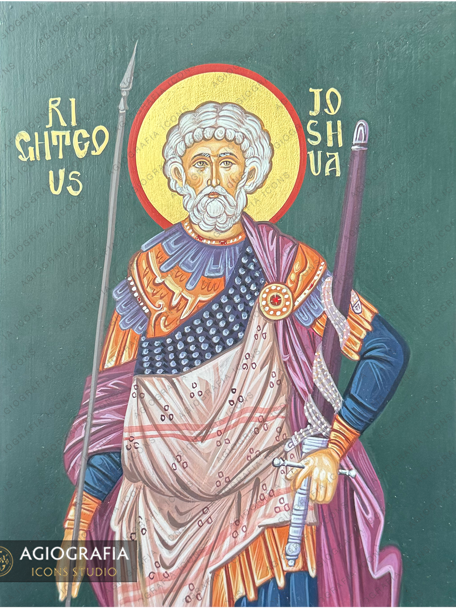 Righteous Joshua Handwritten Icon with Colored Background and 22k Halo
