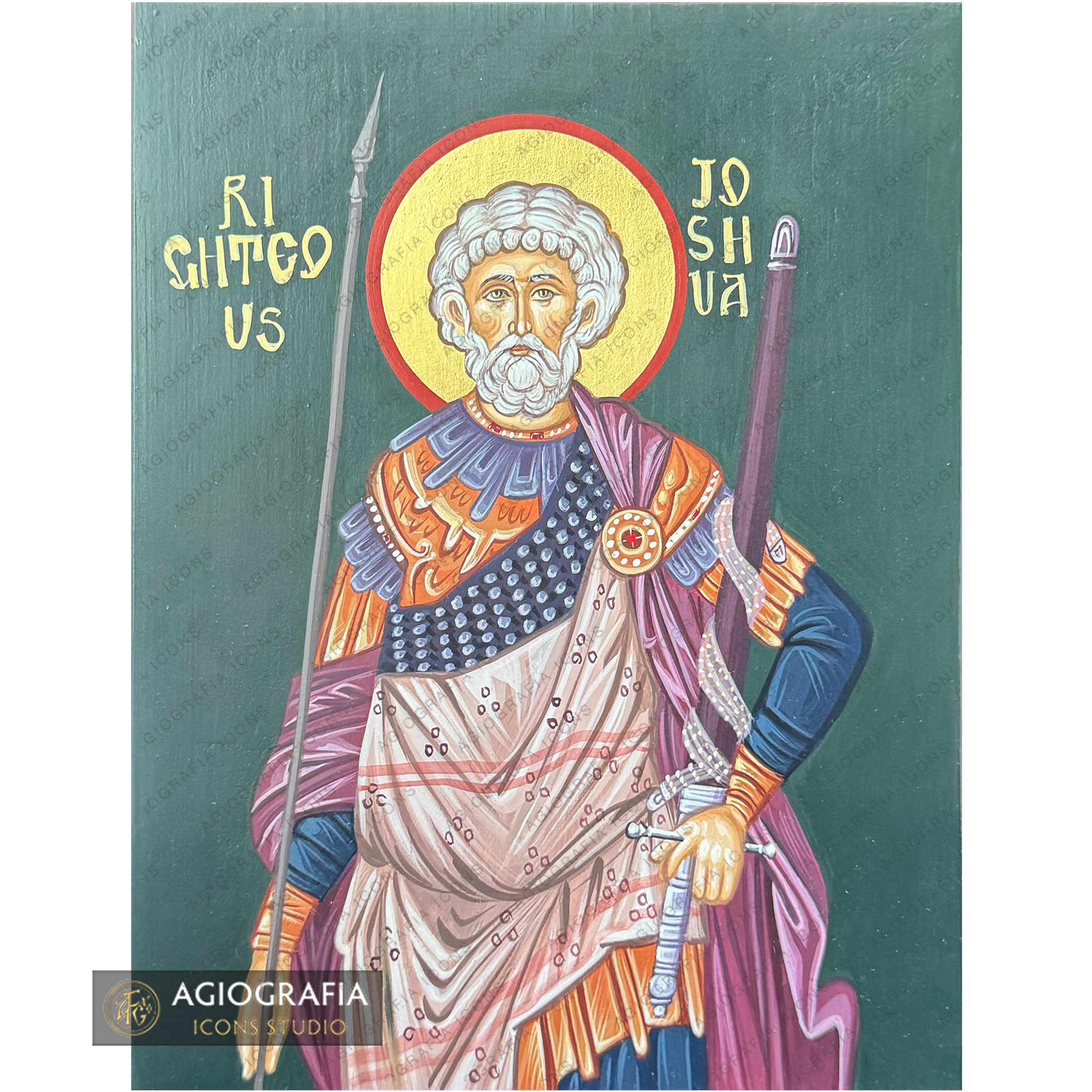 Righteous Joshua Handwritten Icon with Colored Background and 22k Halo
