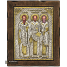 Saint Three Hierarchs Pure Silver and 24k Gold Plated Christian Icon