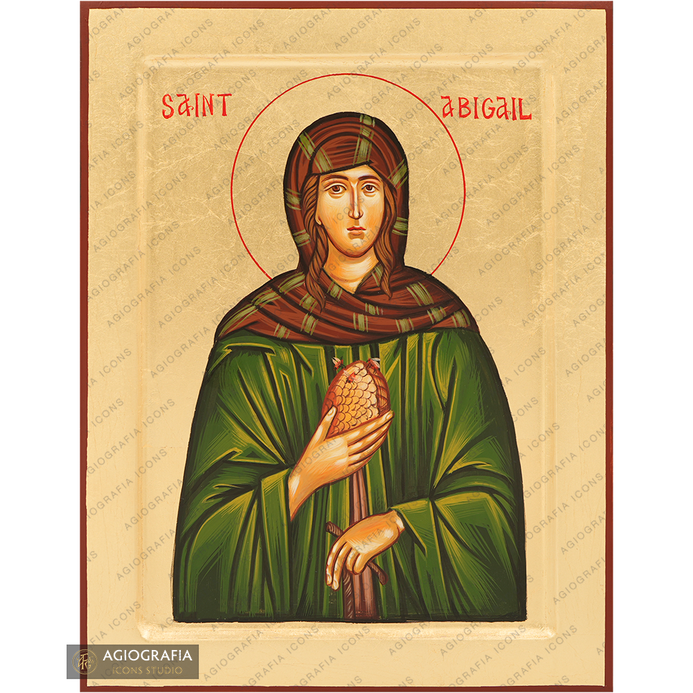 Saint Abigail Handwritten Orthodox Icon with Gold Leaves