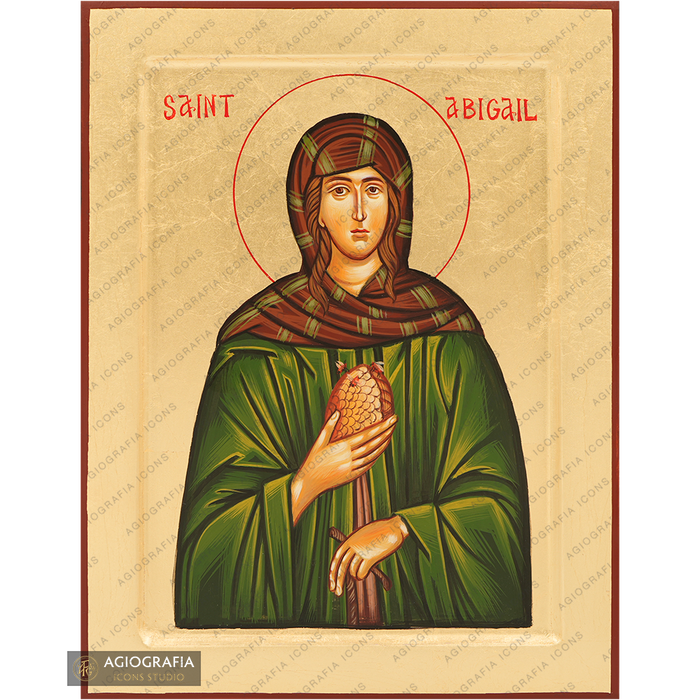 Sant'Abigail icona ortodossa dipinta a mano a foglia d'oro