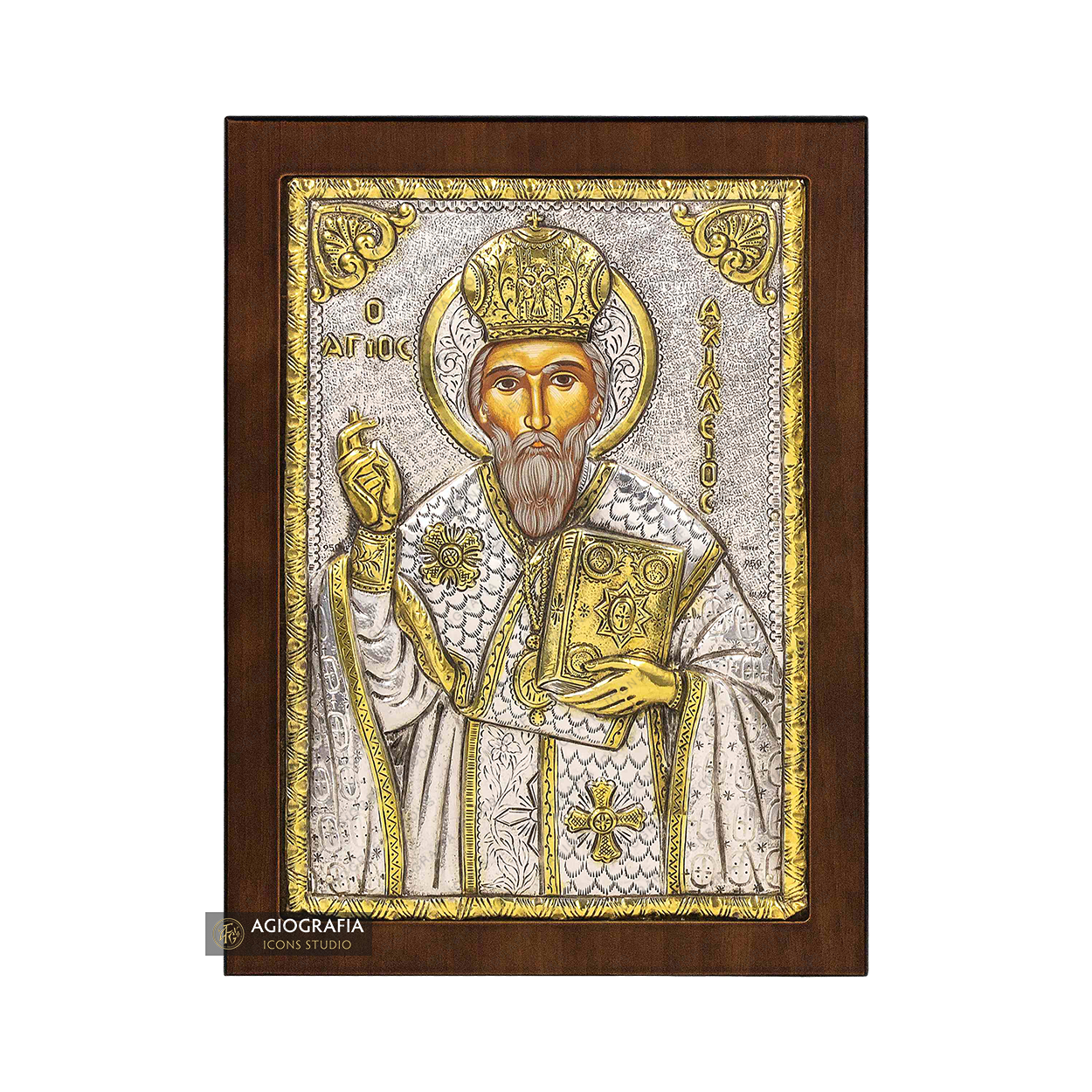 Saint Achilles Christian Orthodox Silver Plated Icon