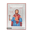 Exclusive Saint Alban Orthodox Icon with Pure Silver Leaves