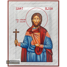 Exclusive Saint Alban Orthodox Icon with Pure Silver Leaves