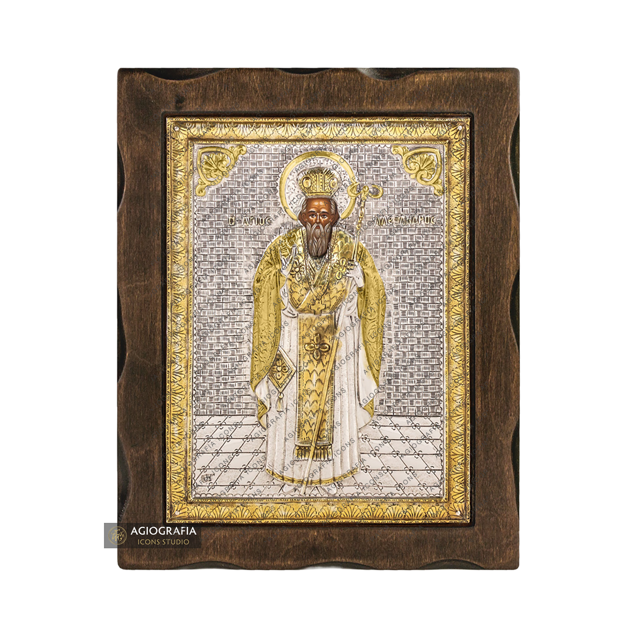 Saint Alexander Pure Silver and 24k Gold Plated Christian Icon