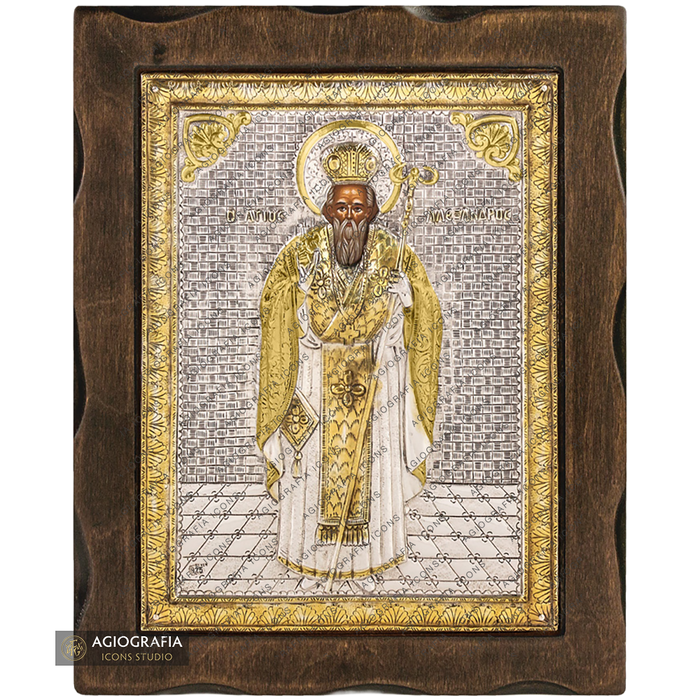 Saint Alexander Pure Silver and 24k Gold Plated Christian Icon