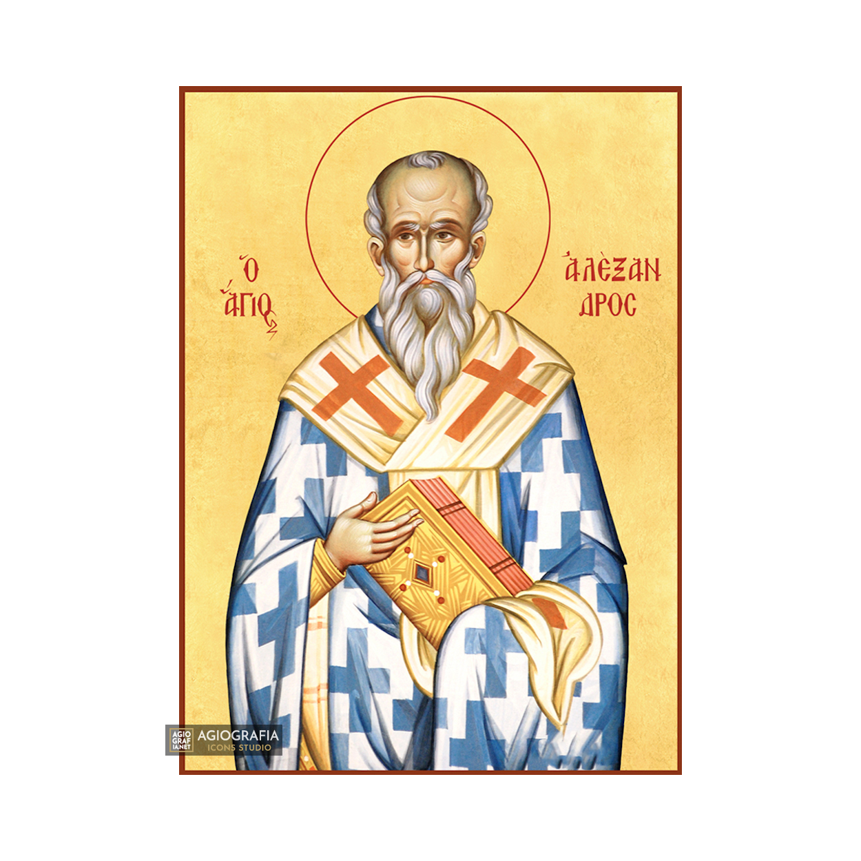 22k St Alexander - Gold Leaf Background Christian Orthodox Icon