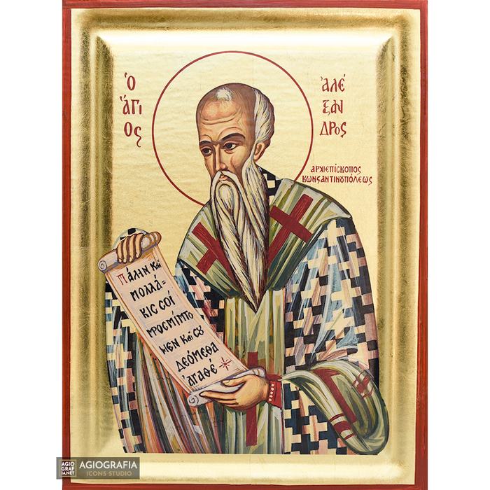 Heiliger Alexander griechisch-orthodoxe Holzikone mit Blattgold