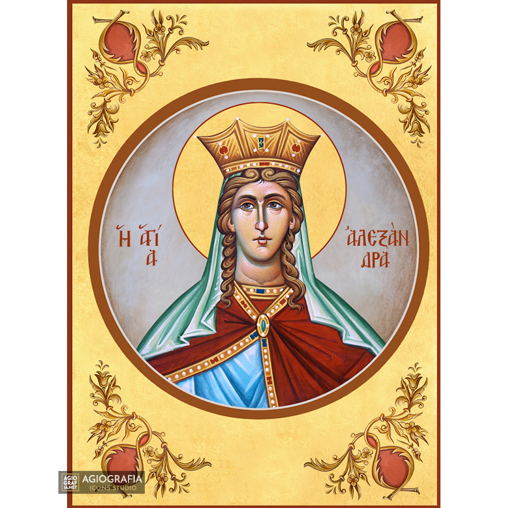 22k St Alexandra - Gold Leaf Background Christian Orthodox Icon