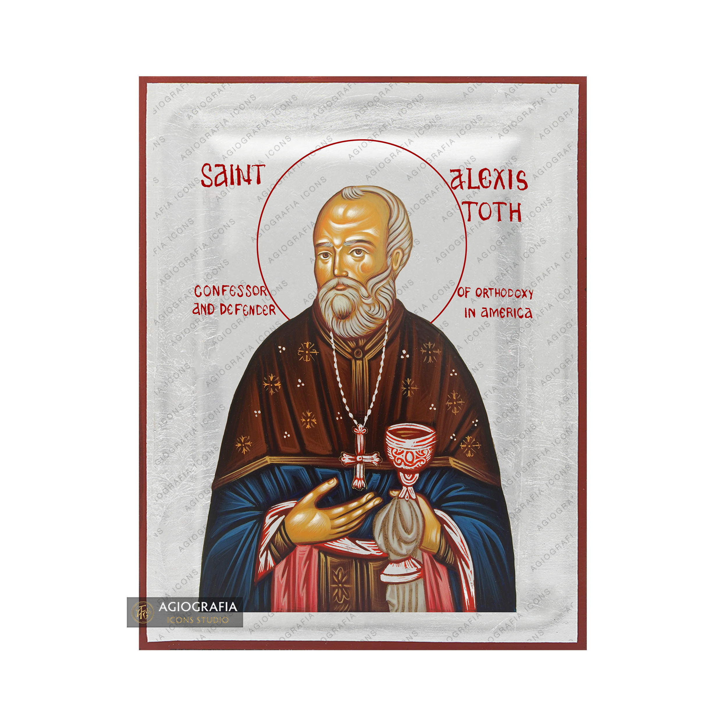 Exclusive St Alexis Toth Icon with Pure Silver Leaves