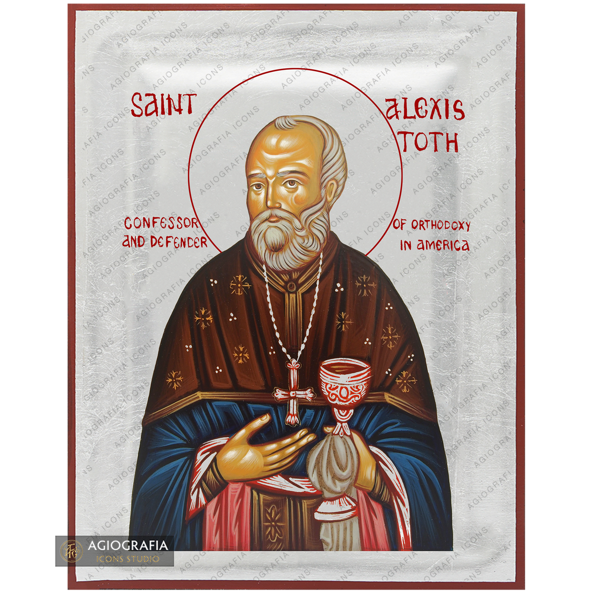 Exclusive St Alexis Toth Icon with Pure Silver Leaves