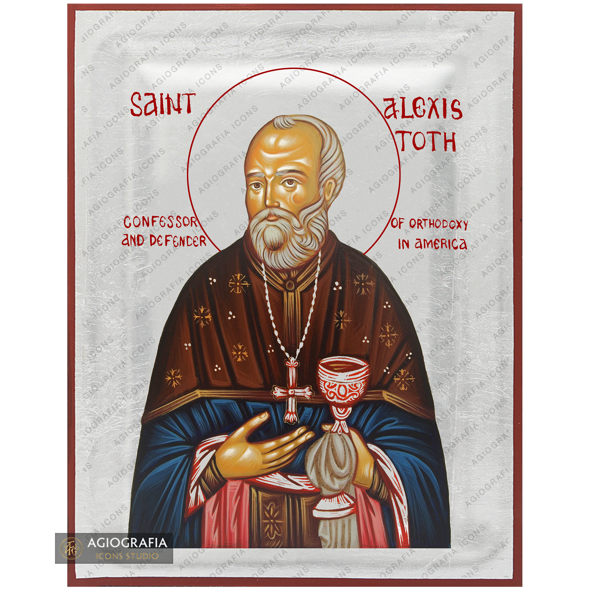 Exclusive St Alexis Toth Icon with Pure Silver Leaves