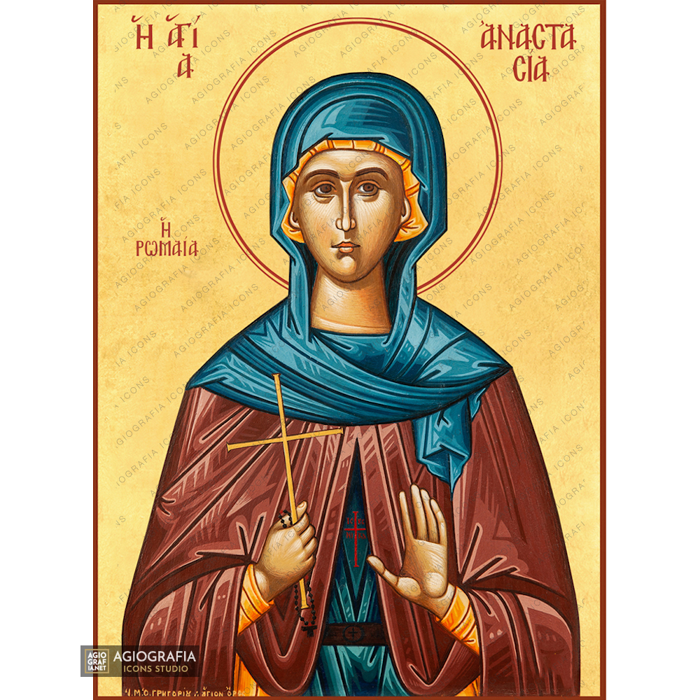 22k St Anastasia from Rome - Exclusive Mt Athos Gold Leaf Greek Icon