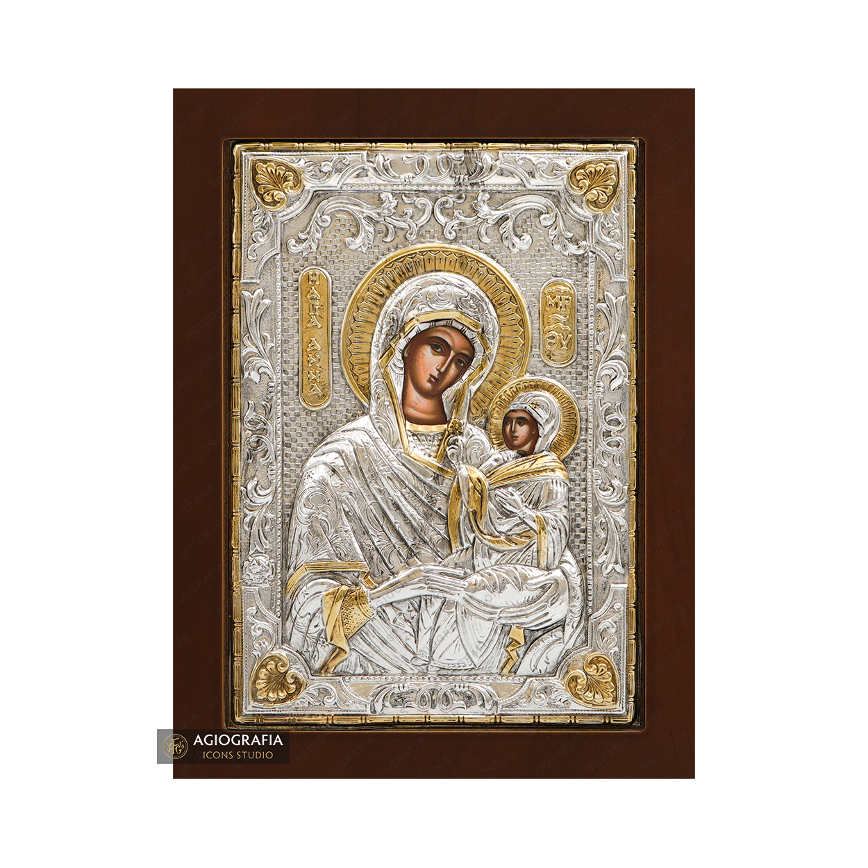 Saint Anna Christian Orthodox Silver Plated Icon on Wood