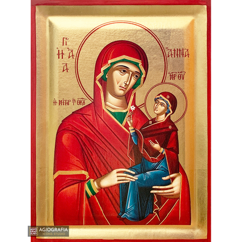 St Anna Christian Greek Orthodox Icon on Wood with Gold Leaf ...