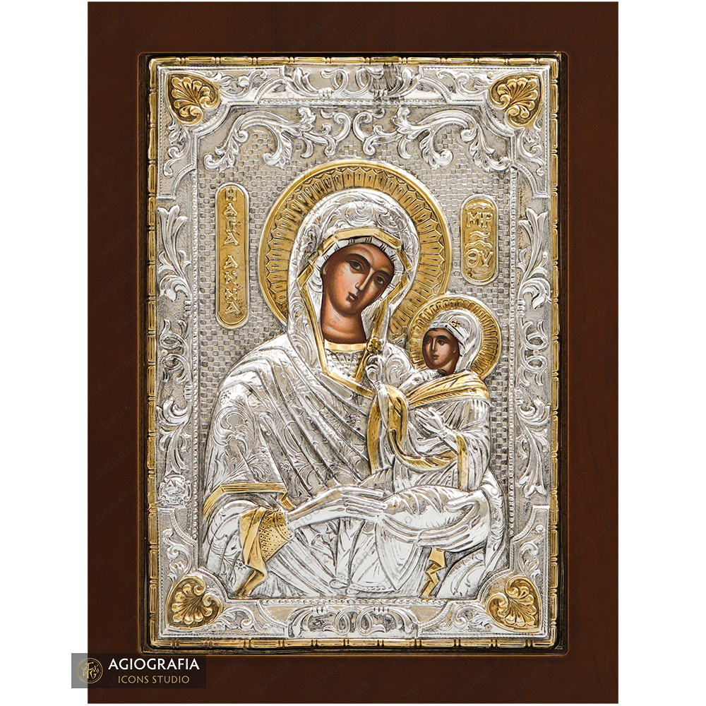 Saint Anna Christian Orthodox Silver Plated Icon on Wood