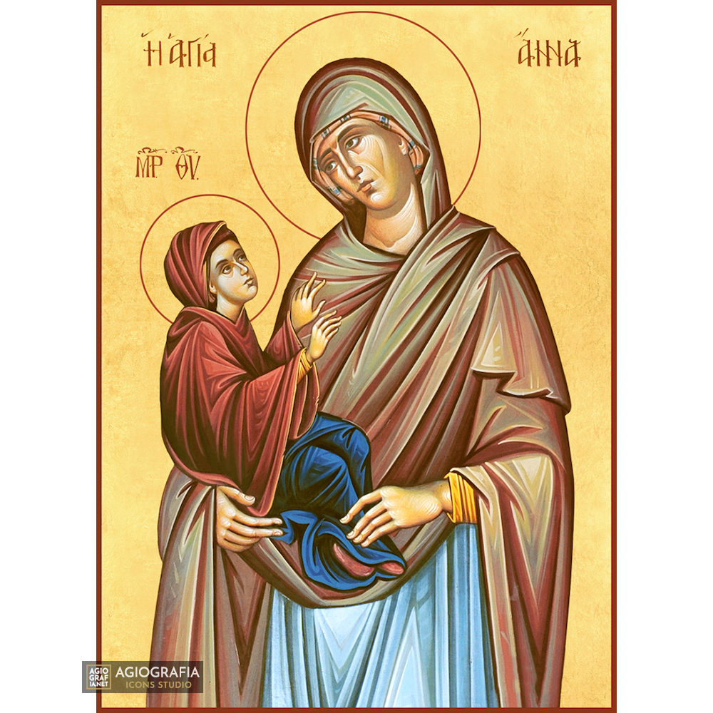 22k St Anna - Gold Leaf Background Christian Orthodox Icon