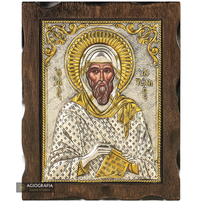 Saint Anthony Pure Silver and 24k Gold Plated Christian Icon