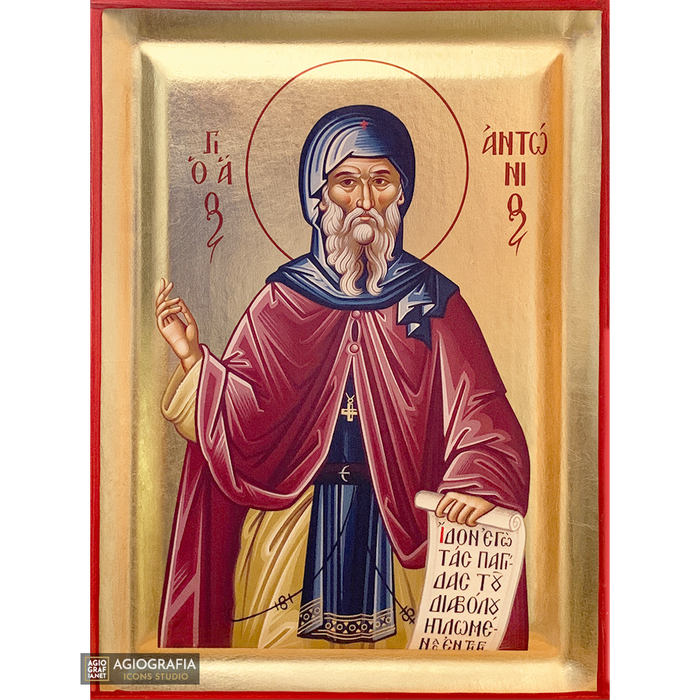 Heiliger Antonius christlich-orthodoxe Ikone auf Holz mit Blattgold