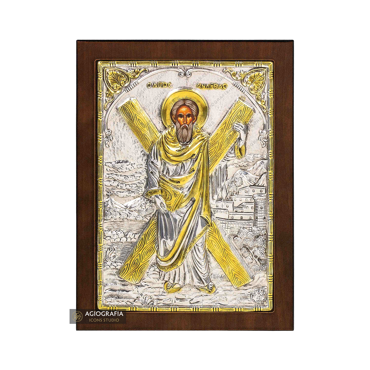 Saint Apostle Andrew Silver Gold Plated Christian Orthodox Icon