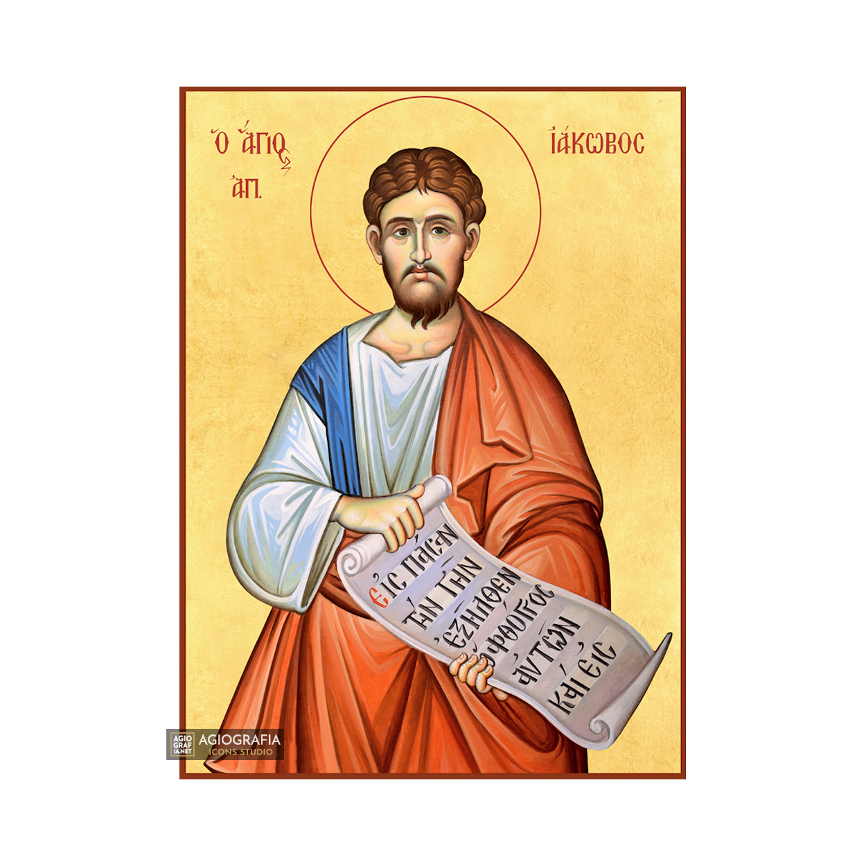 22k St Apostle Jacob - Gold Leaf Background Christian Orthodox Icon