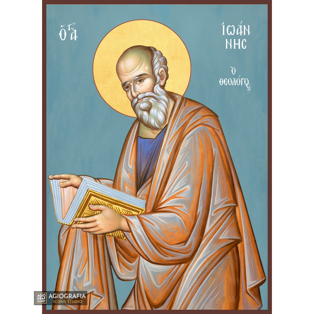 Saint Apostle John Orthodox Icon with Blue Background – Agiografia Icons