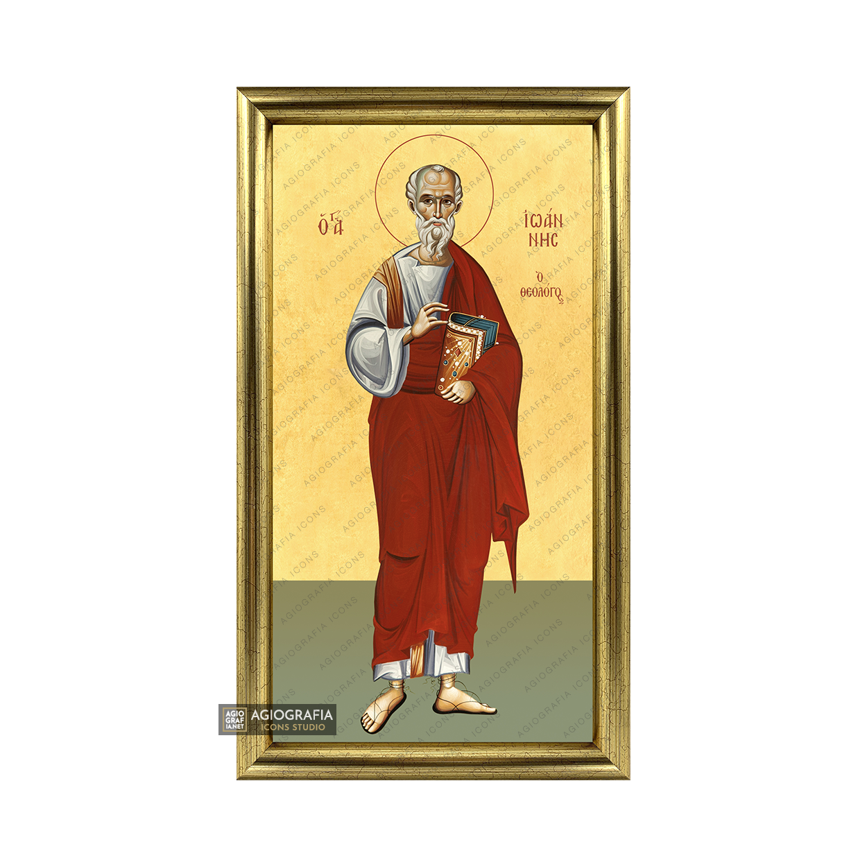 22k St Apostle John Framed Christian Icon with Gold Leaf